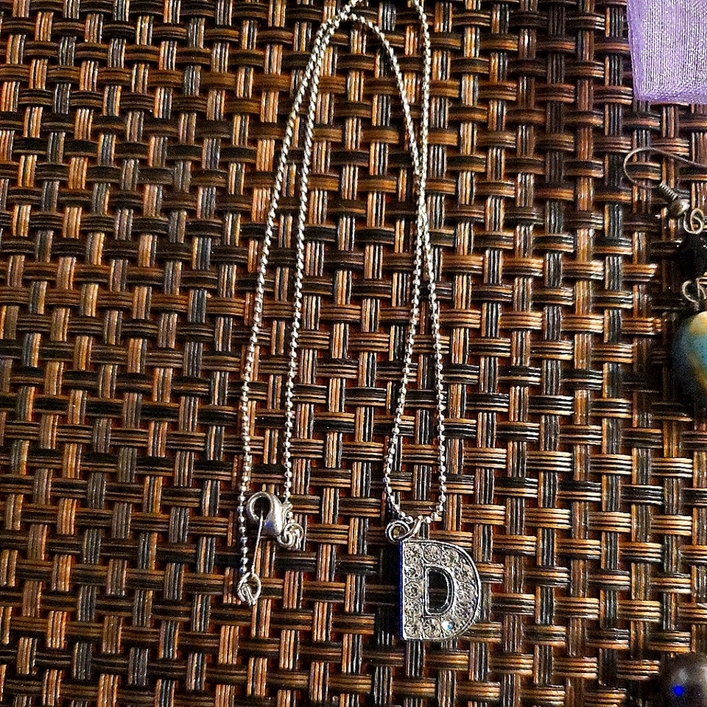 Silver necklace with D pendany
